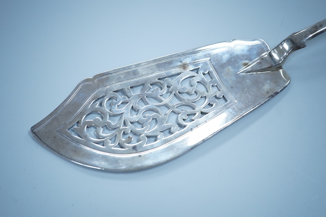 An early Victorian silver fiddle pattern fish slice by John & Henry Lias, London, 1842, 30.6cm.